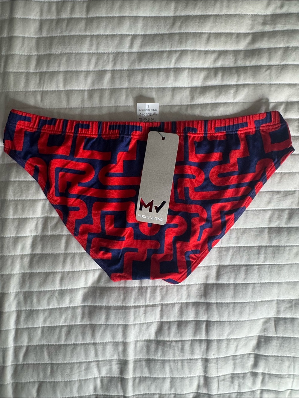 MODUS VIVENDI Men's Red and Blue Geometric Briefs - Picture 5 of 5